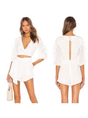 MAJORELLE Ruffle Cut-Out Romper